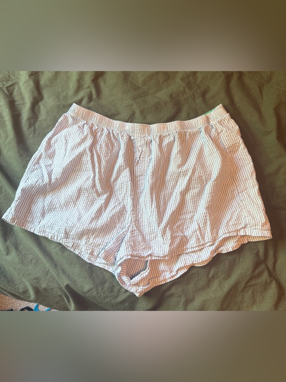 aerie Light Blue and White Striped Seersucker Boxer Shorts